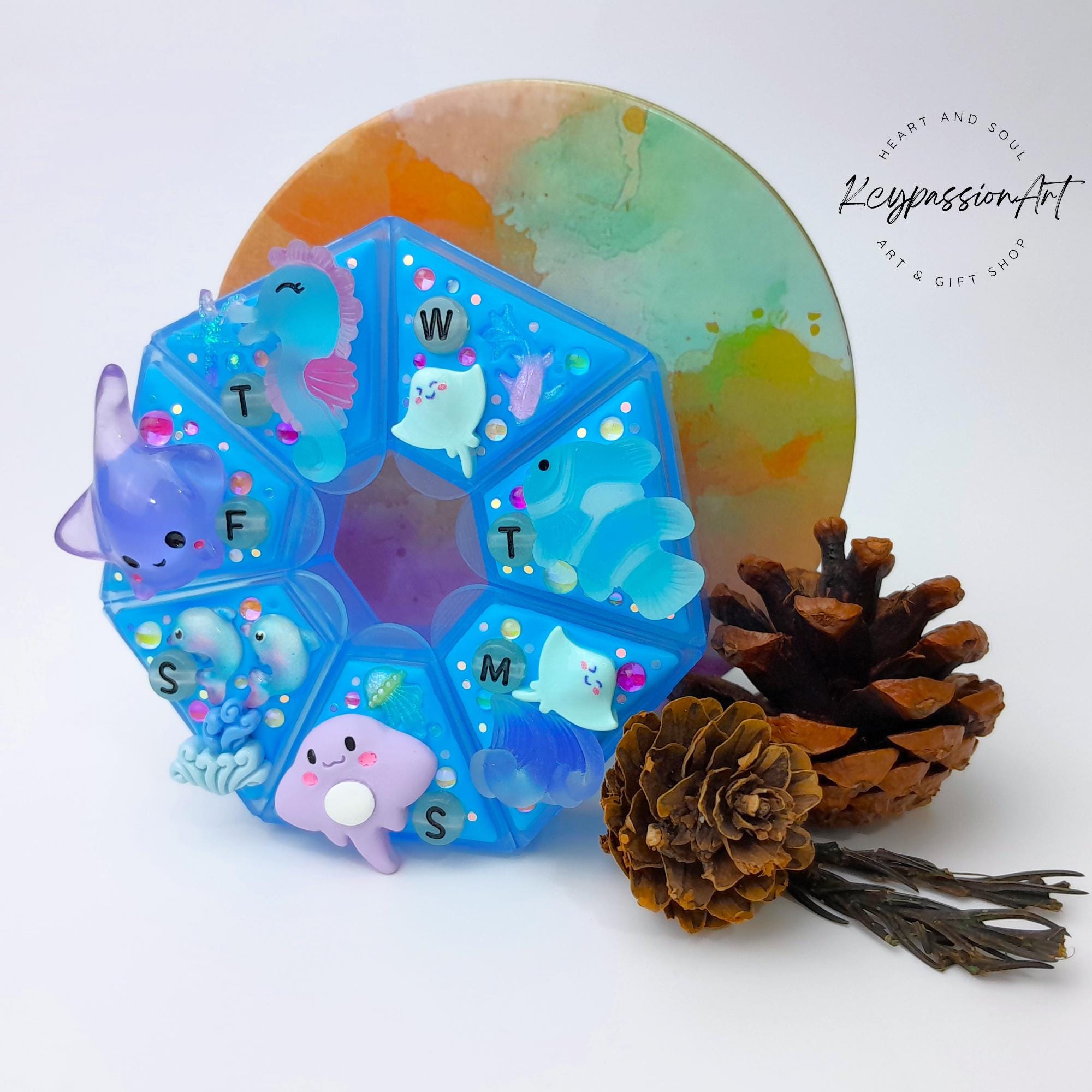 Ocean And Me Decorated Heptagon Pill Box