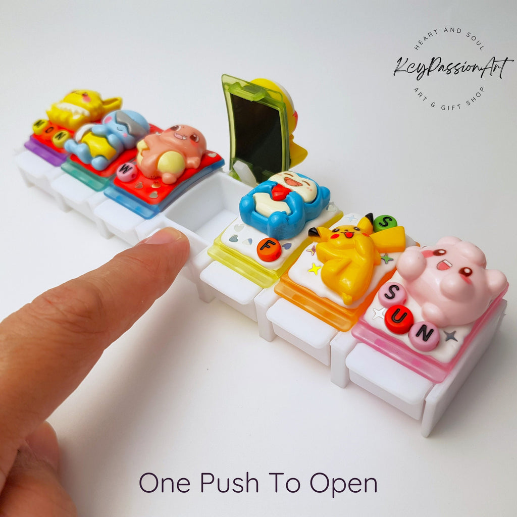 Pilulier personnalisé anime 7 jours, pilulier mignon, distributeur de médicaments et de compléments vitaminiques, pilulier hebdomadaire