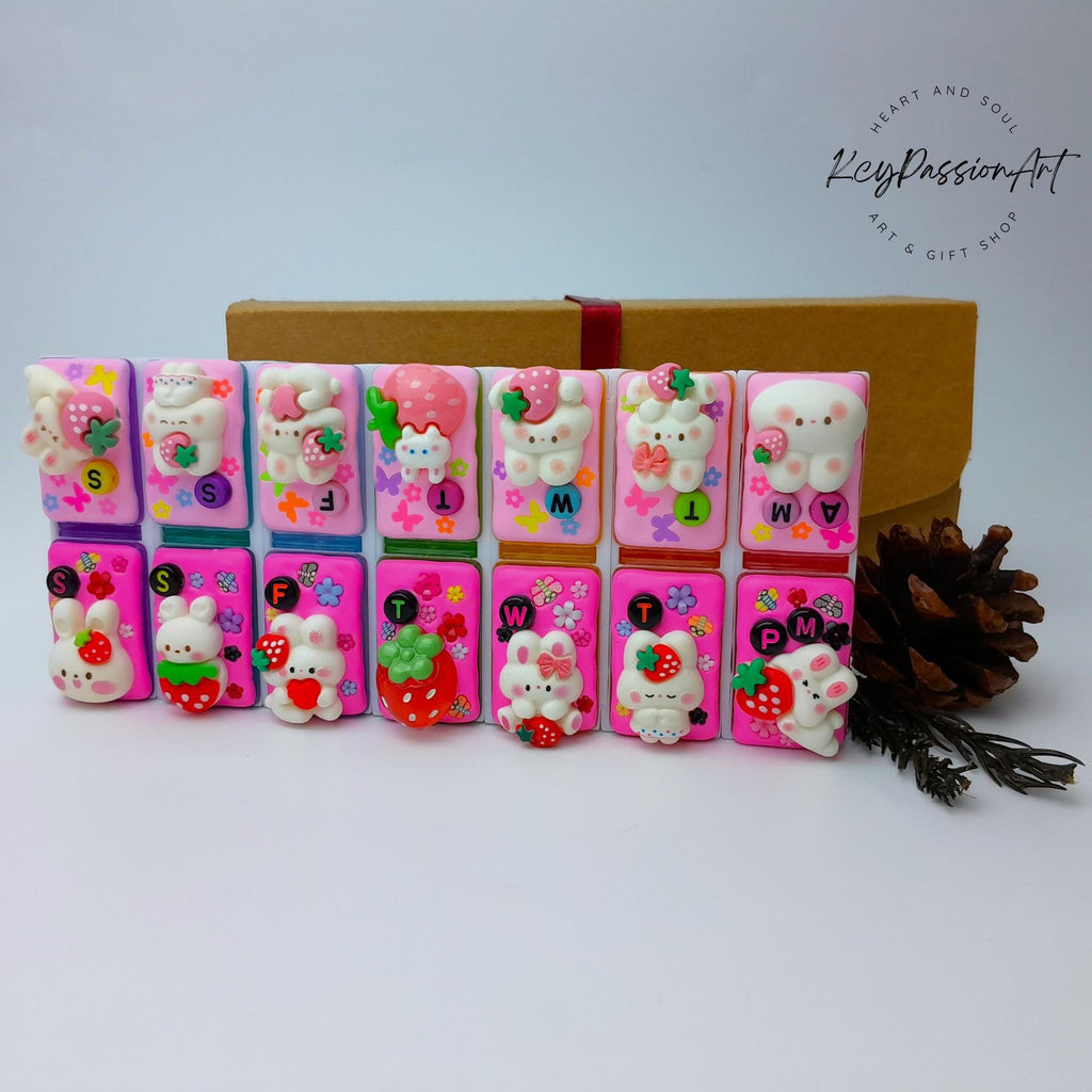 Strawberry Bunnies - Detachable Pill Box