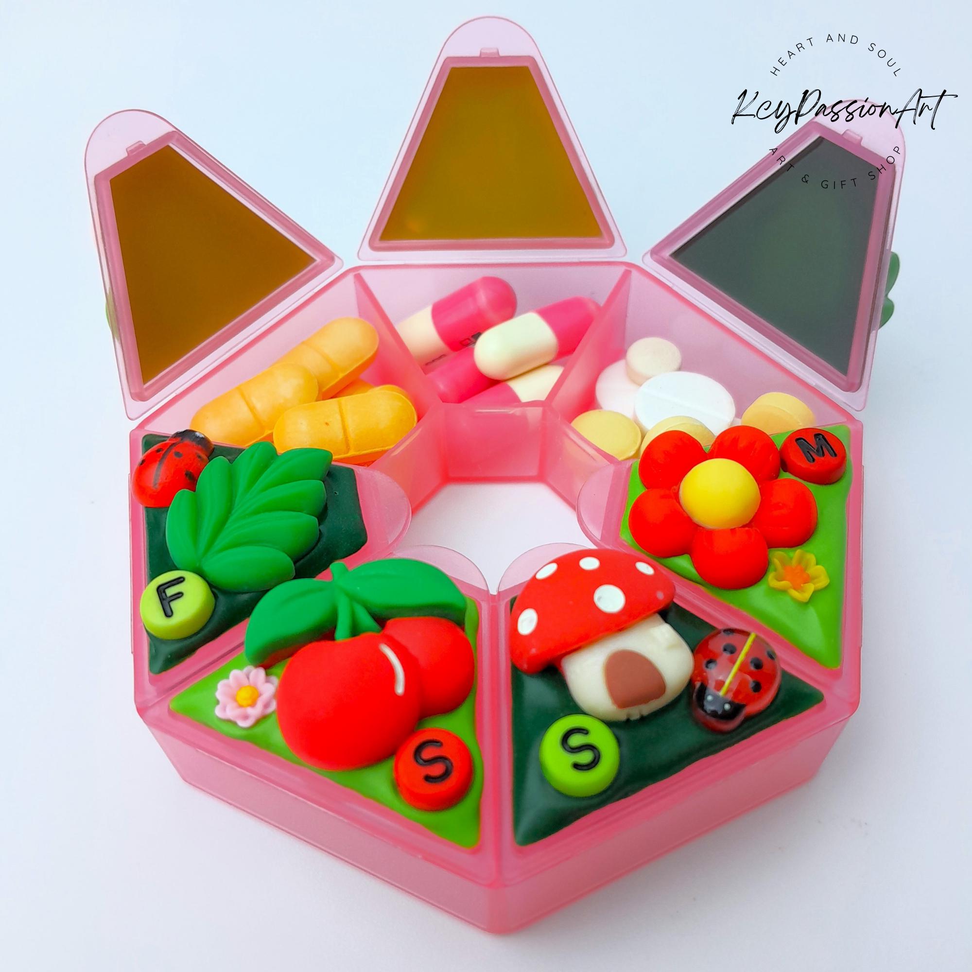 Mushroom Cherry Strawberry - Heptagon Pill Box