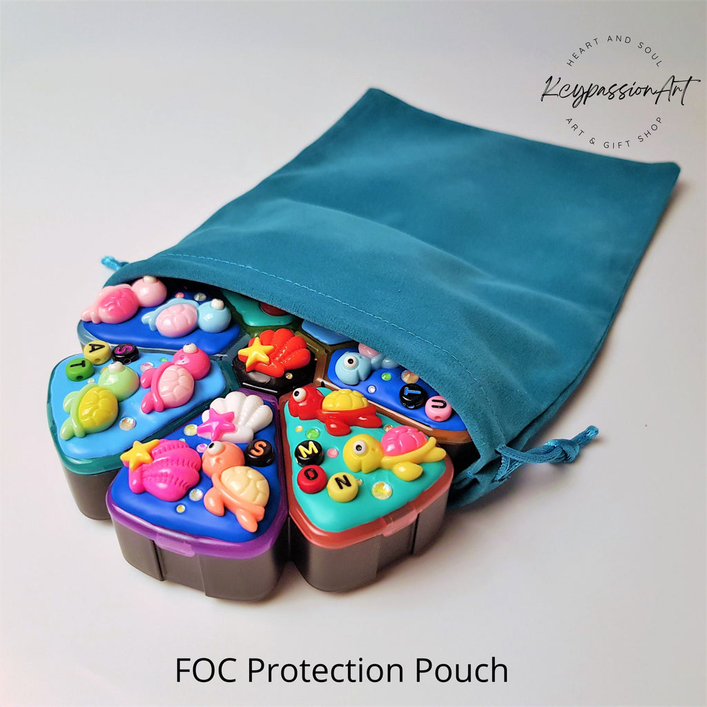 Pilulier XL 7 jours « Tortues Kawaii Aloha », pilulier matin/soir à 8 compartiments, distributeur de médicaments et de compléments alimentaires, pilulier mignon