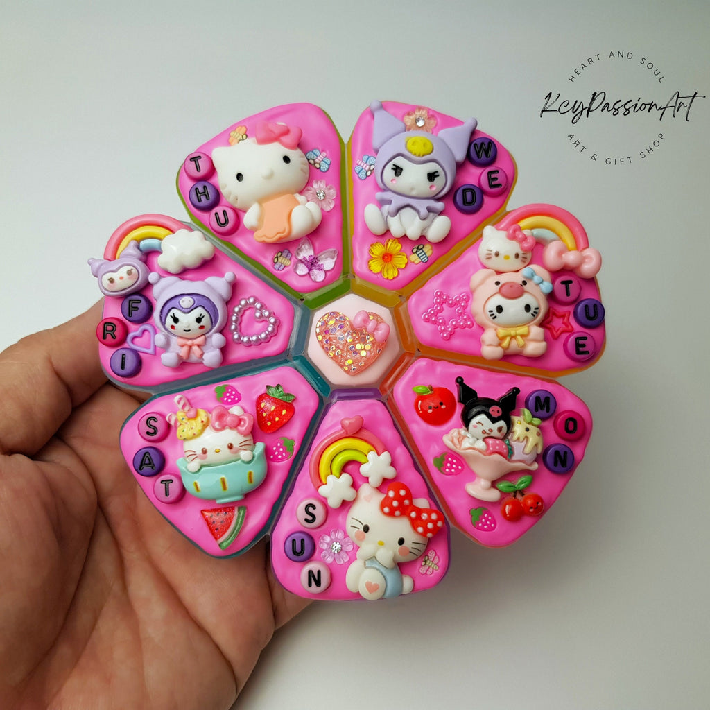 XL 7-Tage-Pillenbox „BFF“ für morgens und abends, 8-Fächer-Pillenbox, Spender für Medikamente und Vitamine