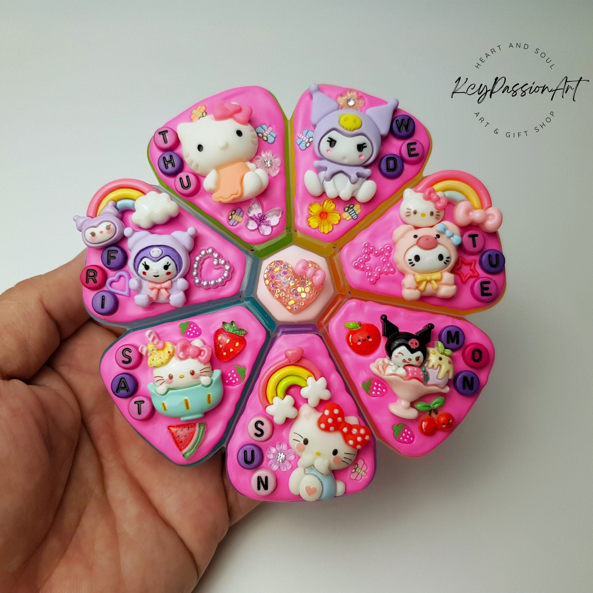 XL 7-Tage-Pillenbox „BFF“ für morgens und abends, 8-Fächer-Pillenbox, Spender für Medikamente und Vitamine