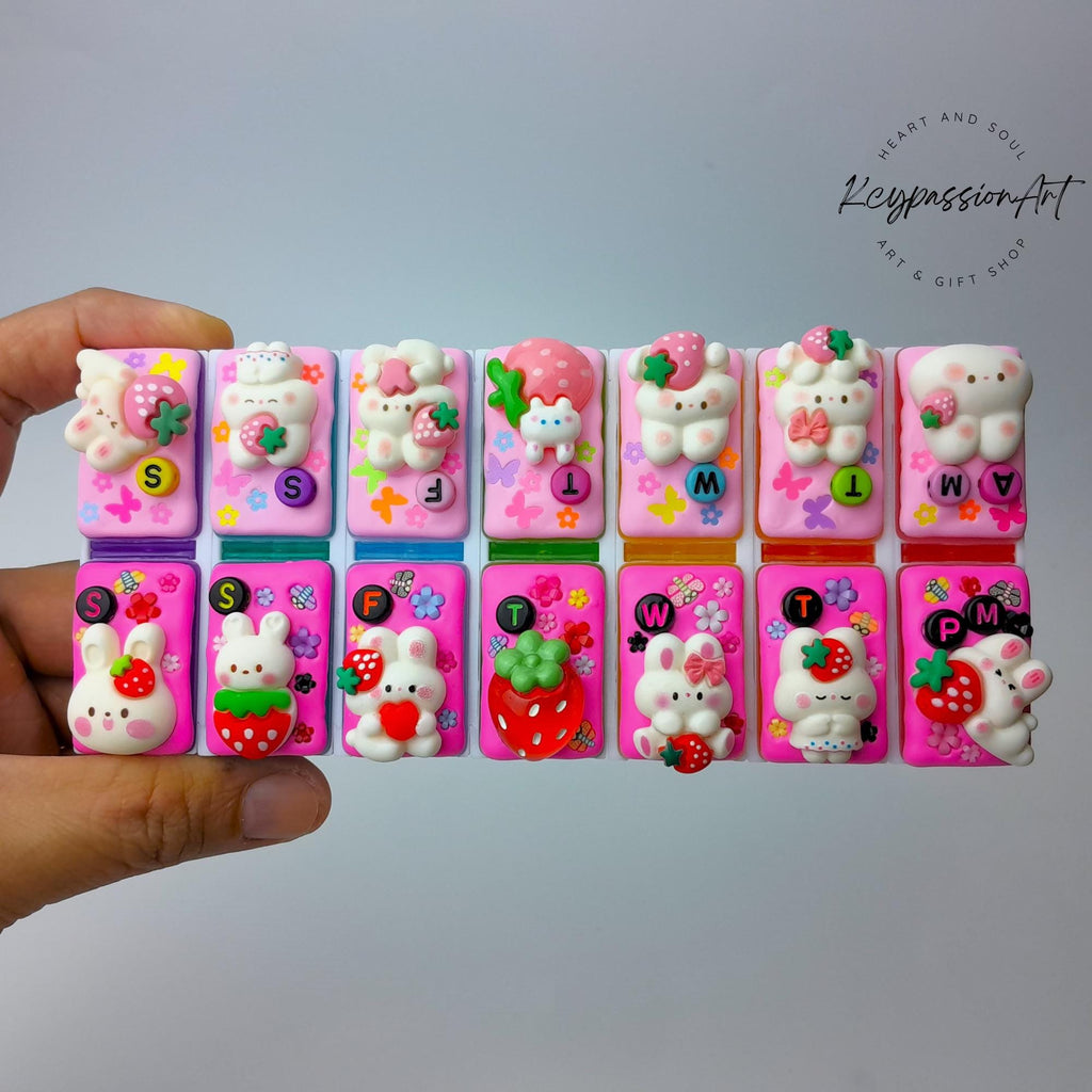 Strawberry Bunnies - Detachable Pill Box