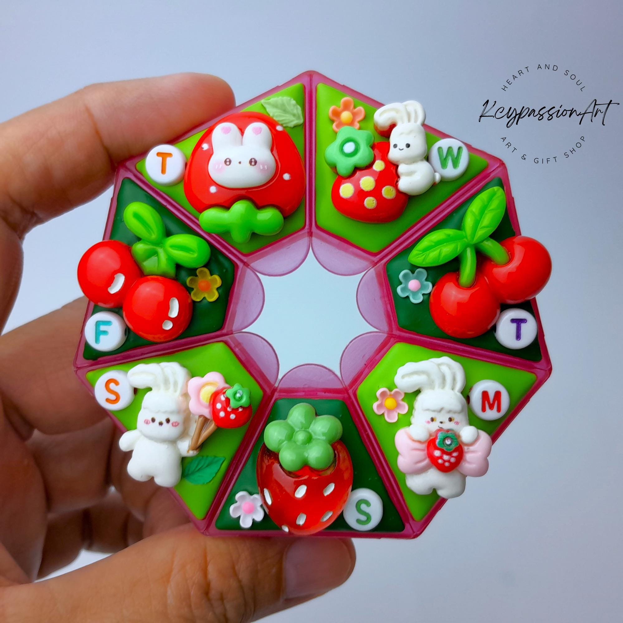 Bunny Berry Cherry - Heptagon Pill Box