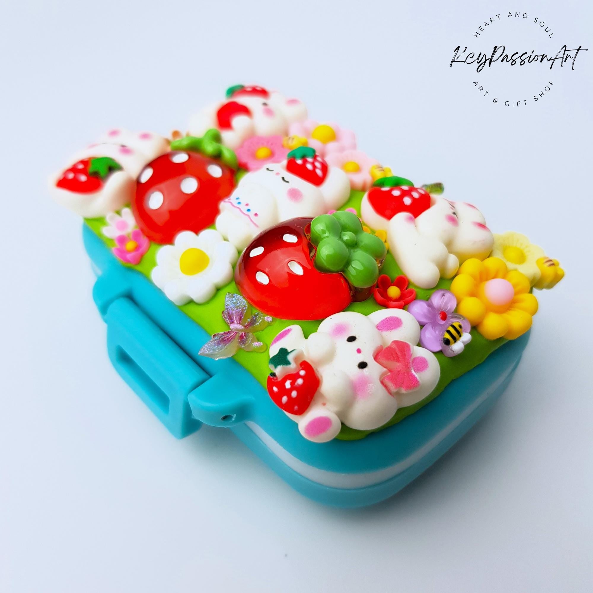 Strawberry Bunny Garden 3-Grids Compartments Pill Box