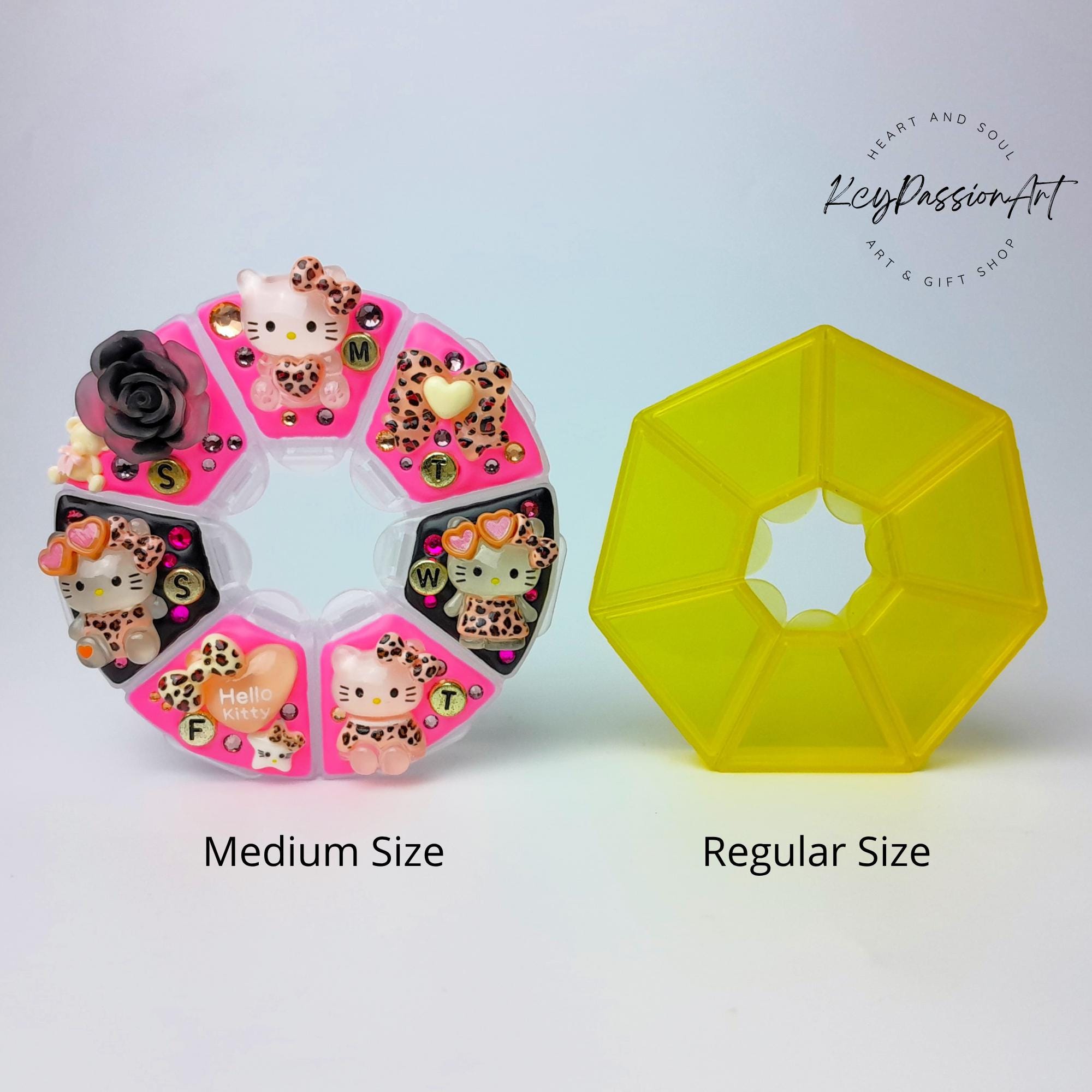 Spotted Kawaii Cat Decorated Round Pill Box