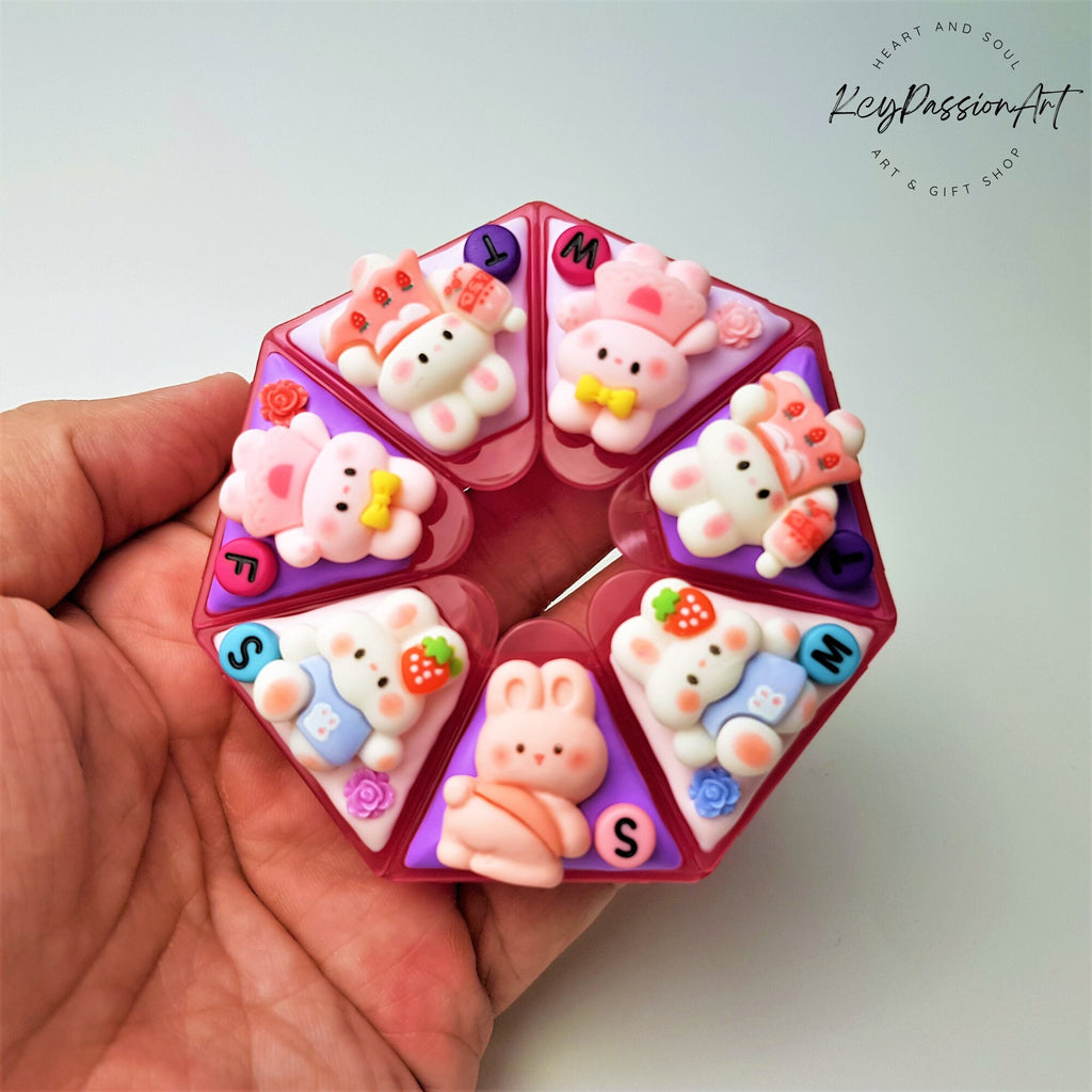 Playful Bunnies - Heptagon Pill Box