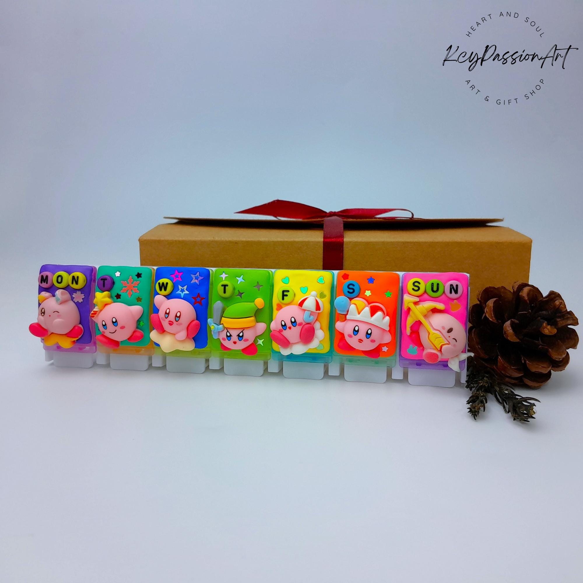 7 Magic Kabi Pink Balls Decorated Straight Long Pill Box