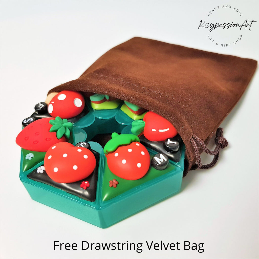 Crazily Love Reds Decorated Heptagon Pill Box