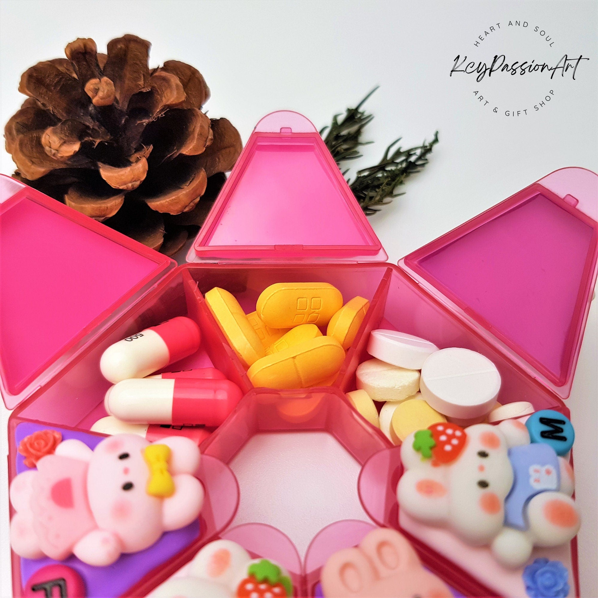 Playful Bunnies - Heptagon Pill Box
