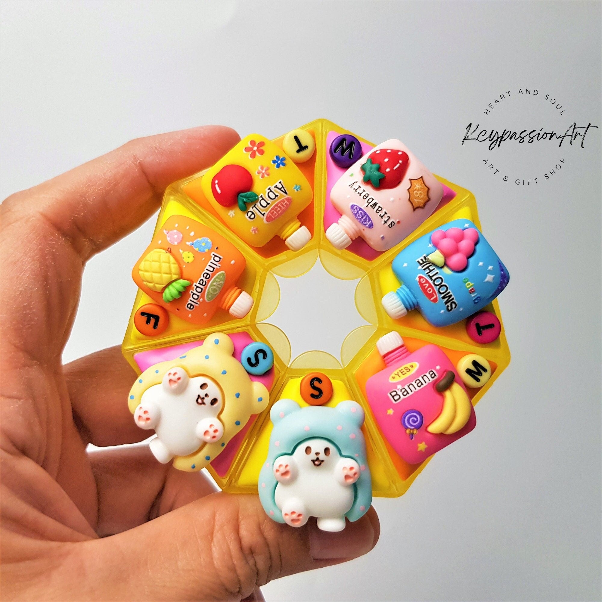 Pilulier 7 jours « Fat Meow Smoothie », pilulier mignon, distributeur de médicaments et de compléments vitaminiques, pilulier hebdomadaire pour 7 jours