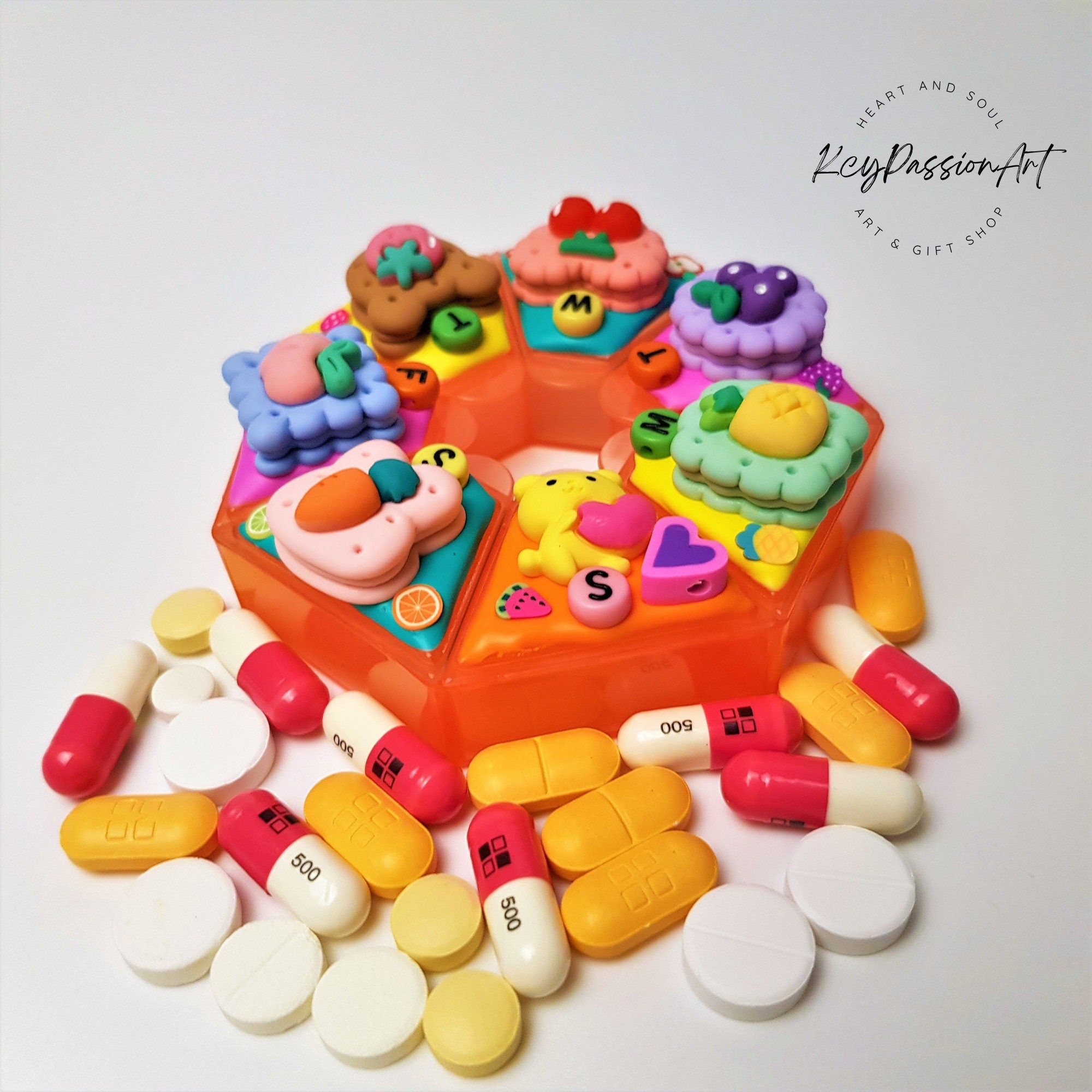 7-Tage-Pillenbox „Irresistible Cookies“ für morgens und abends, Medikamenten- und Vitaminpräparatspender für 7 Tage, Pillenbox für Tag und Nacht