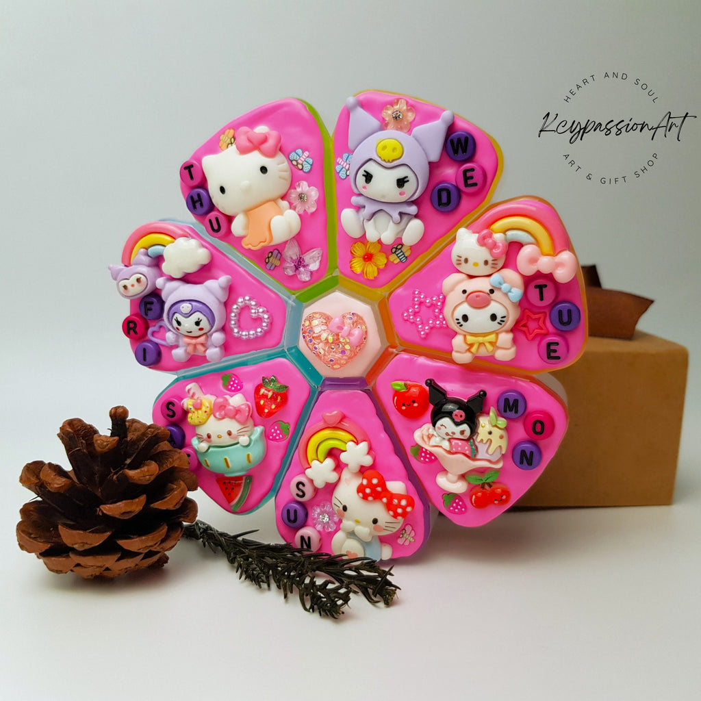 XL 7-Tage-Pillenbox „BFF“ für morgens und abends, 8-Fächer-Pillenbox, Spender für Medikamente und Vitamine