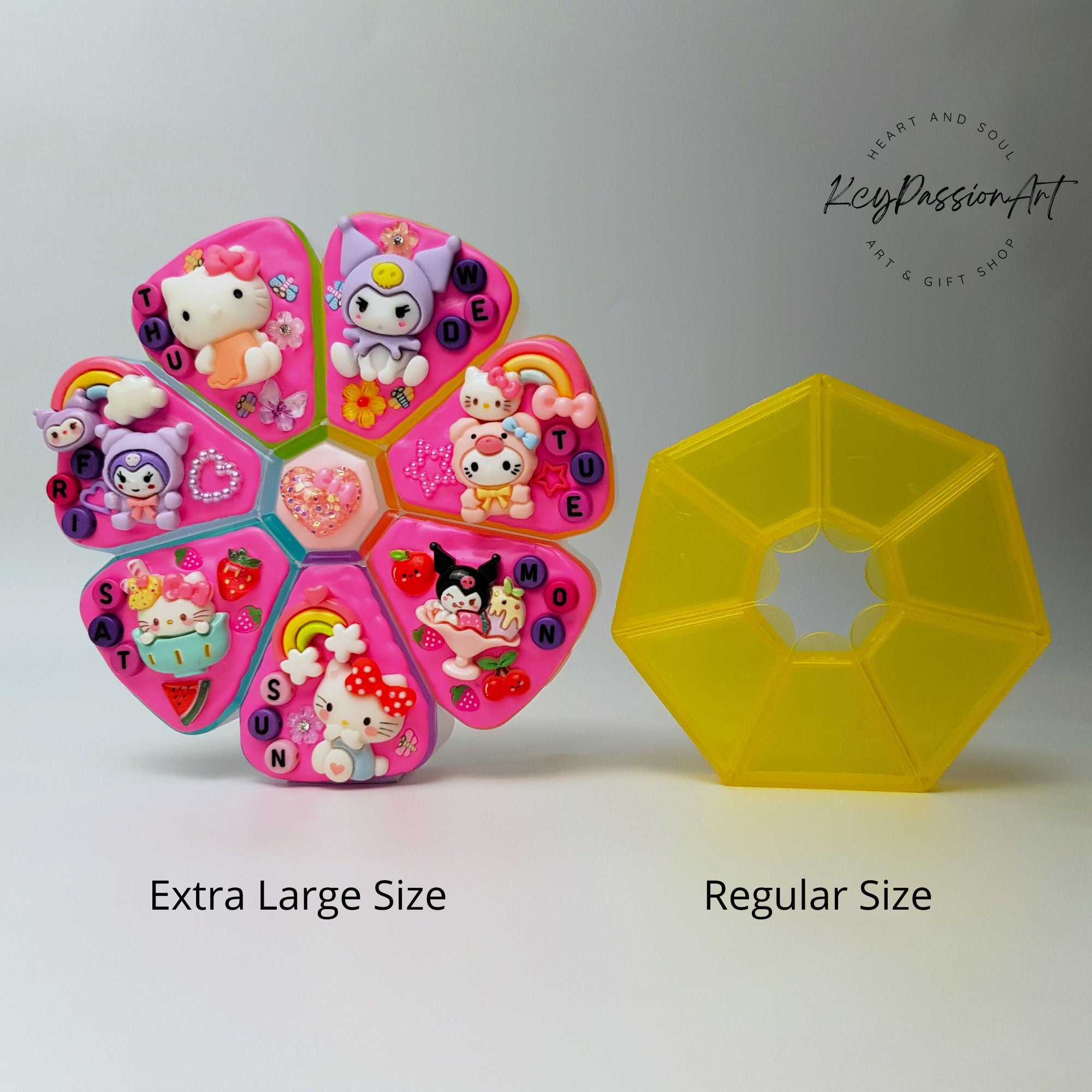 XL 7-Tage-Pillenbox „BFF“ für morgens und abends, 8-Fächer-Pillenbox, Spender für Medikamente und Vitamine