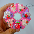 Strawberry Bunny Fun - Heptagon Pill Box