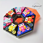 Colorful Wise Owls - Heptagon Pill Box