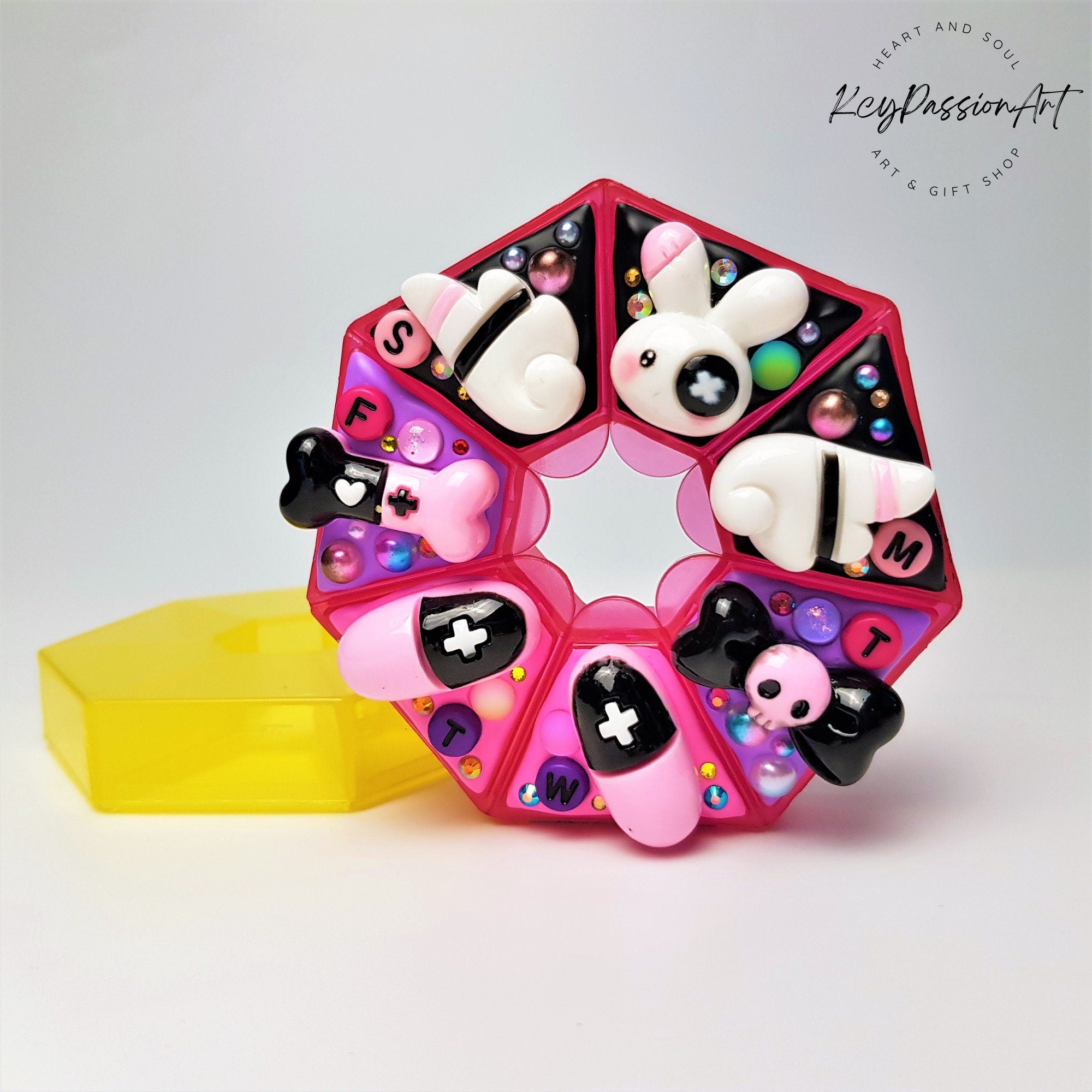 Bad Rabbit Decorated Heptagon Pill Box