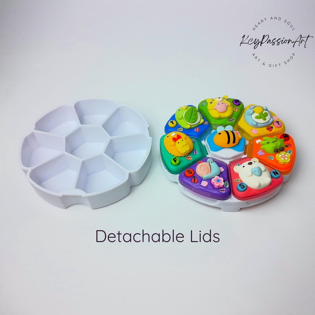 Pilulier décoratif 7 jours « Jardin paisible » à 8 compartiments, distributeur de médicaments et compléments alimentaires, joli pilulier jour/nuit