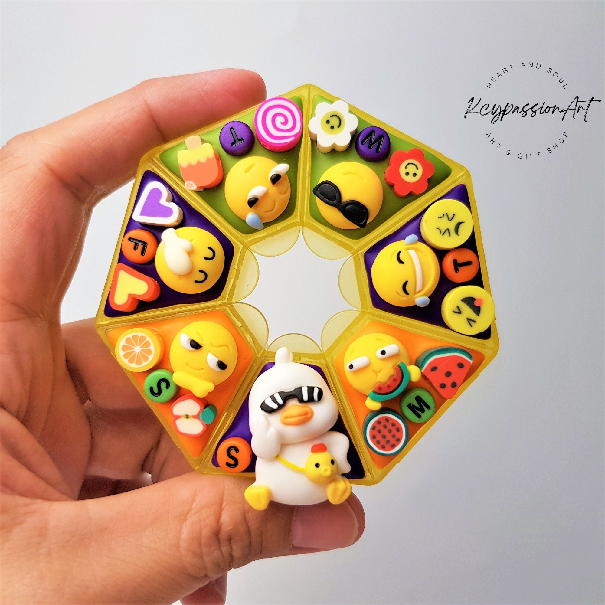 Pilulier 7 jours « Émojis Émotions », distributeur de médicaments et de compléments vitaminiques, pilulier 7 jours et 7 nuits