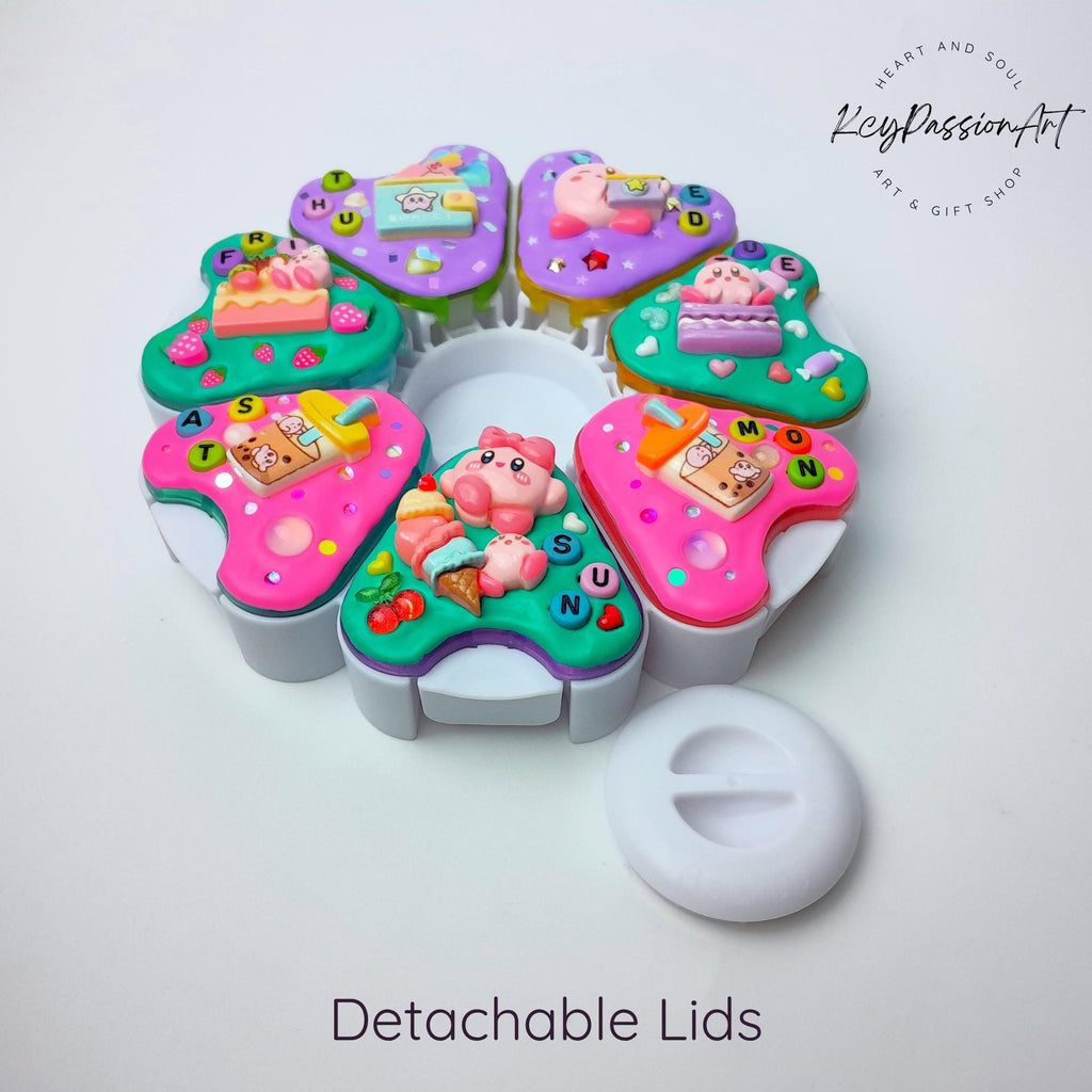 Jumbo-Pillenbox mit 8 Fächern, dekoriert, für 7 Tage, „Kabi Daily Fun“, für Medikamente, Vitamine und Nahrungsergänzungsmittel