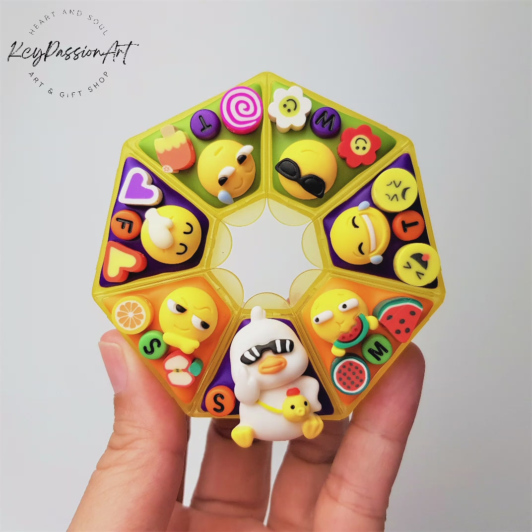 Pilulier 7 jours « Émojis Émotions », distributeur de médicaments et de compléments vitaminiques, pilulier 7 jours et 7 nuits