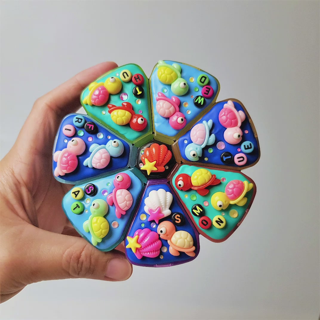 Pilulier XL 7 jours « Tortues Kawaii Aloha », pilulier matin/soir à 8 compartiments, distributeur de médicaments et de compléments alimentaires, pilulier mignon