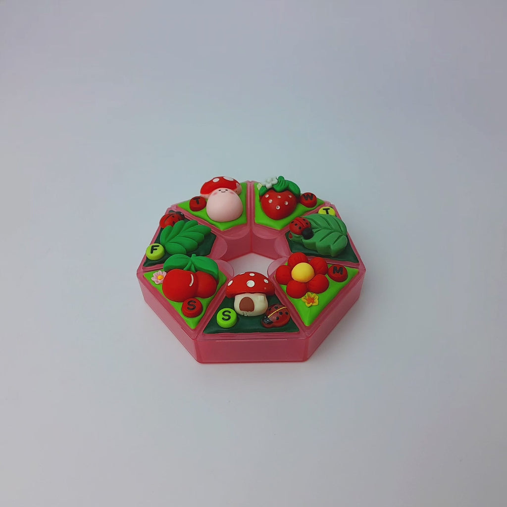 Mushroom Cherry Strawberry - Heptagon Pill Box