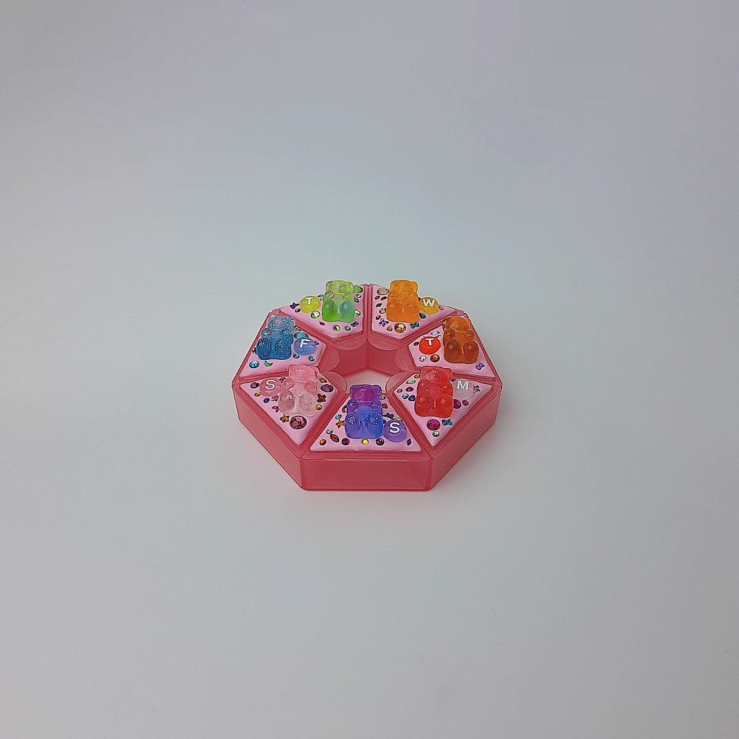 Glitter Gummy Bears - Heptagon Pill Box